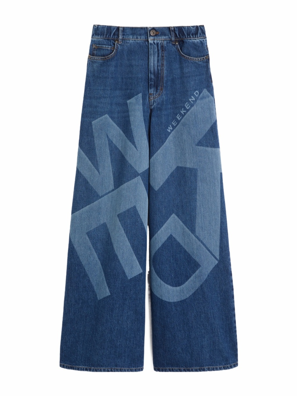 MaxMara Wide-Leg Blue Graphic Jeans